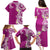 Aloha Polynesian Plumeria Flower Family Matching Puletasi and Hawaiian Shirt Pink Color