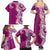 Aloha Polynesian Plumeria Flower Family Matching Summer Maxi Dress and Hawaiian Shirt Pink Color