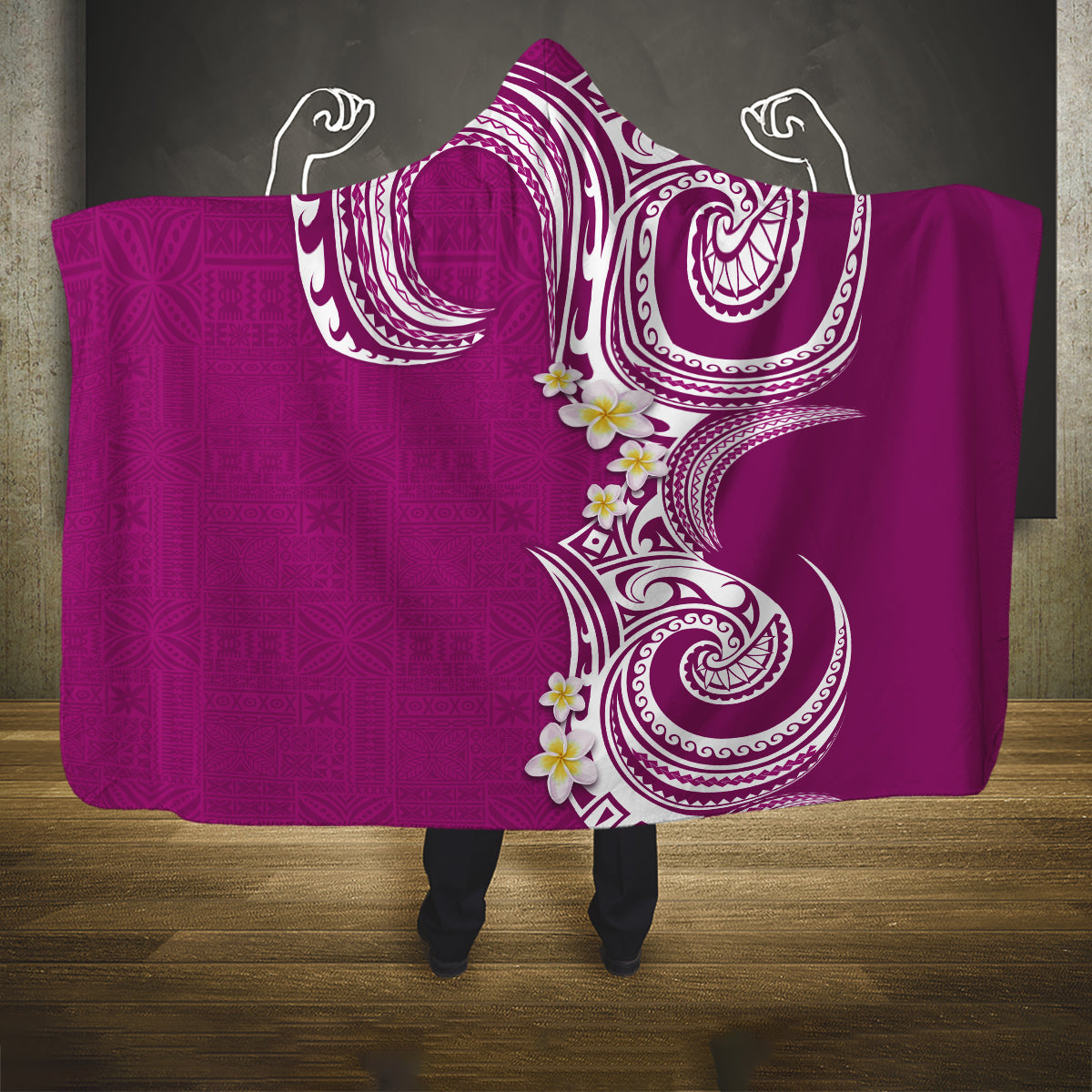 Aloha Polynesian Plumeria Flower Hooded Blanket Pink Color LT03 One Size Pink - Polynesian Pride