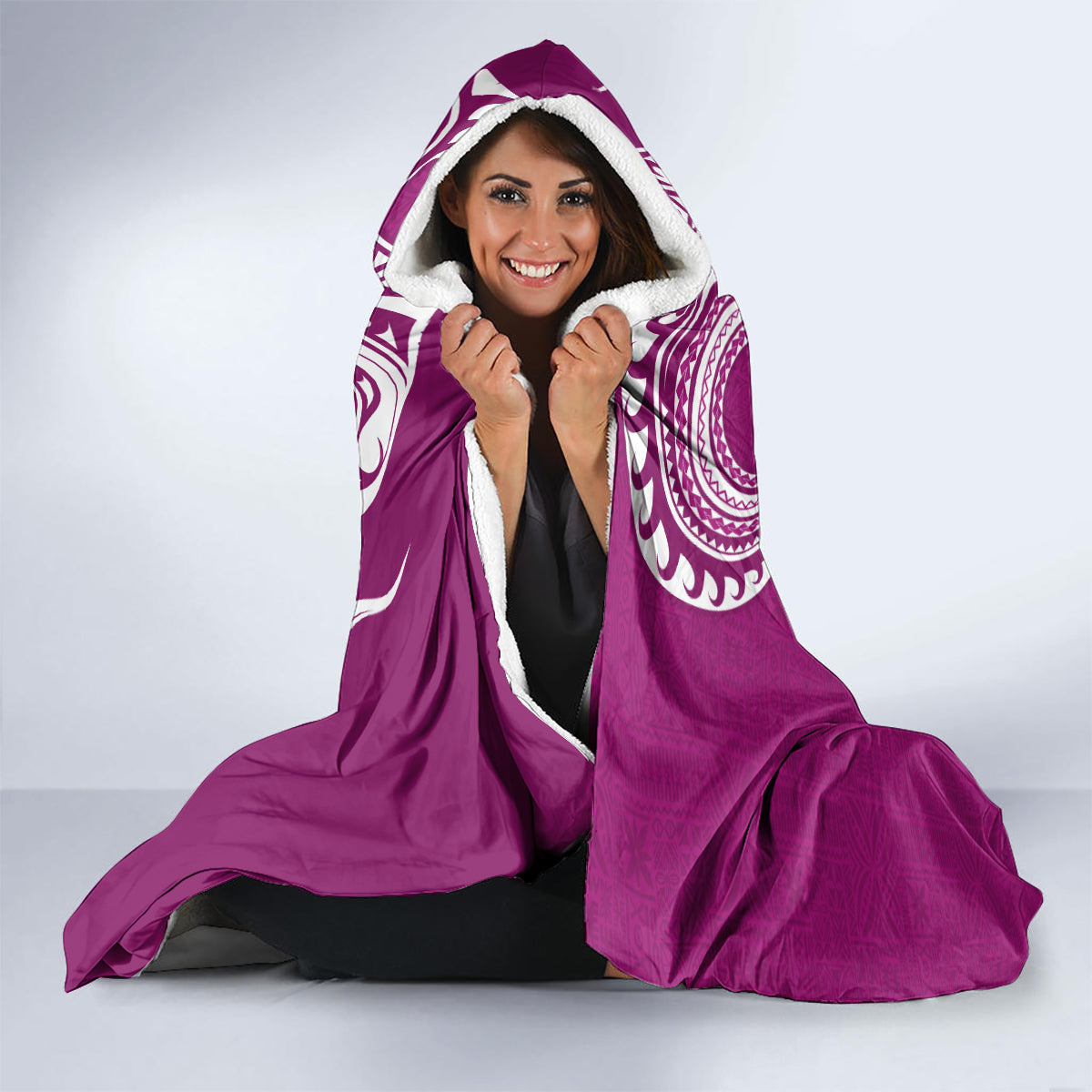 Aloha Polynesian Plumeria Flower Hooded Blanket Pink Color LT03 - Polynesian Pride