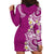 Aloha Polynesian Plumeria Flower Hoodie Dress Pink Color