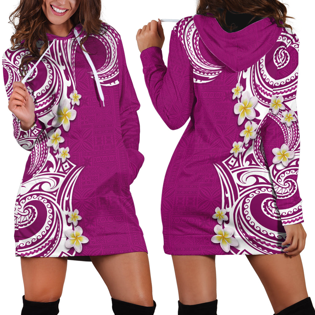 Aloha Polynesian Plumeria Flower Hoodie Dress Pink Color LT03 - Polynesian Pride