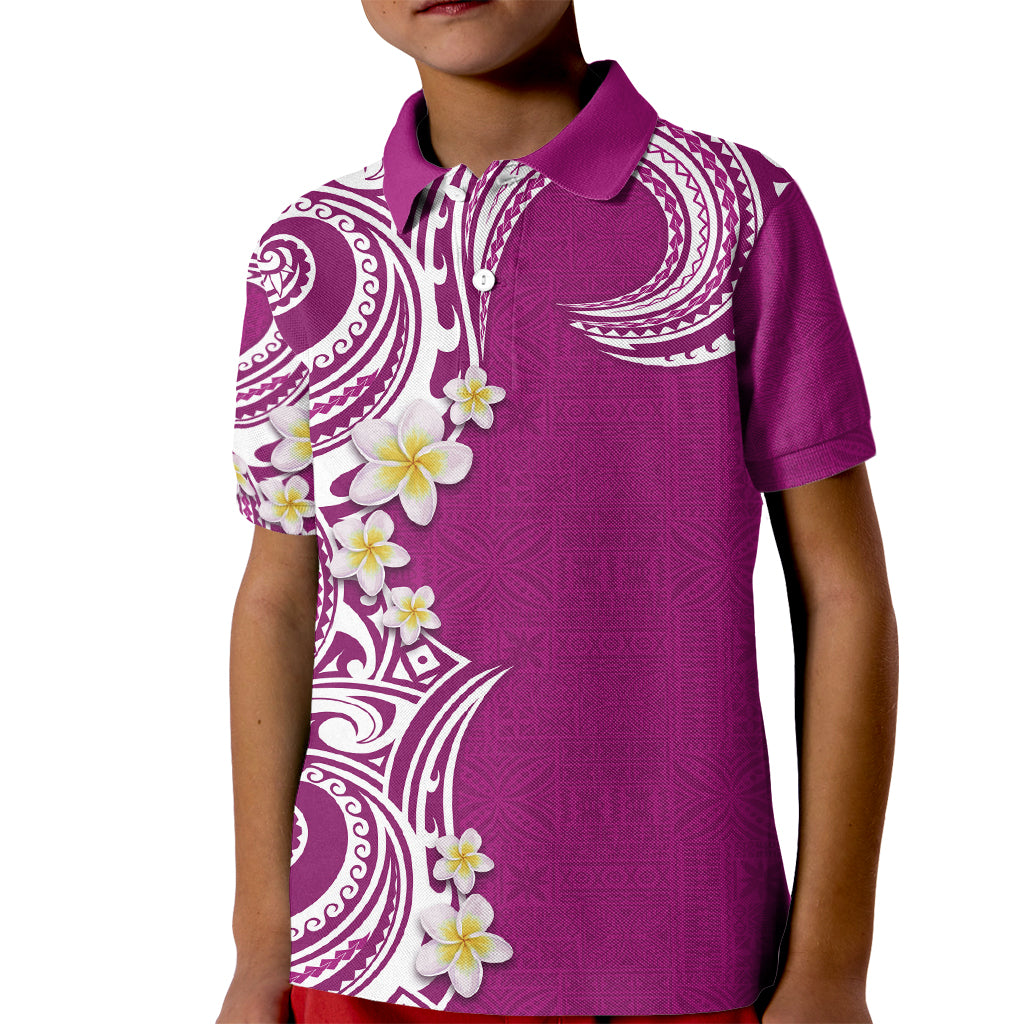 Aloha Polynesian Plumeria Flower Kid Polo Shirt Pink Color