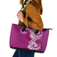 Aloha Polynesian Plumeria Flower Leather Tote Bag Pink Color LT03 Pink - Polynesian Pride