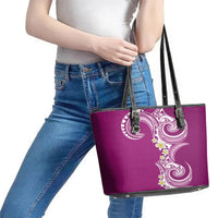 Aloha Polynesian Plumeria Flower Leather Tote Bag Pink Color LT03 - Polynesian Pride