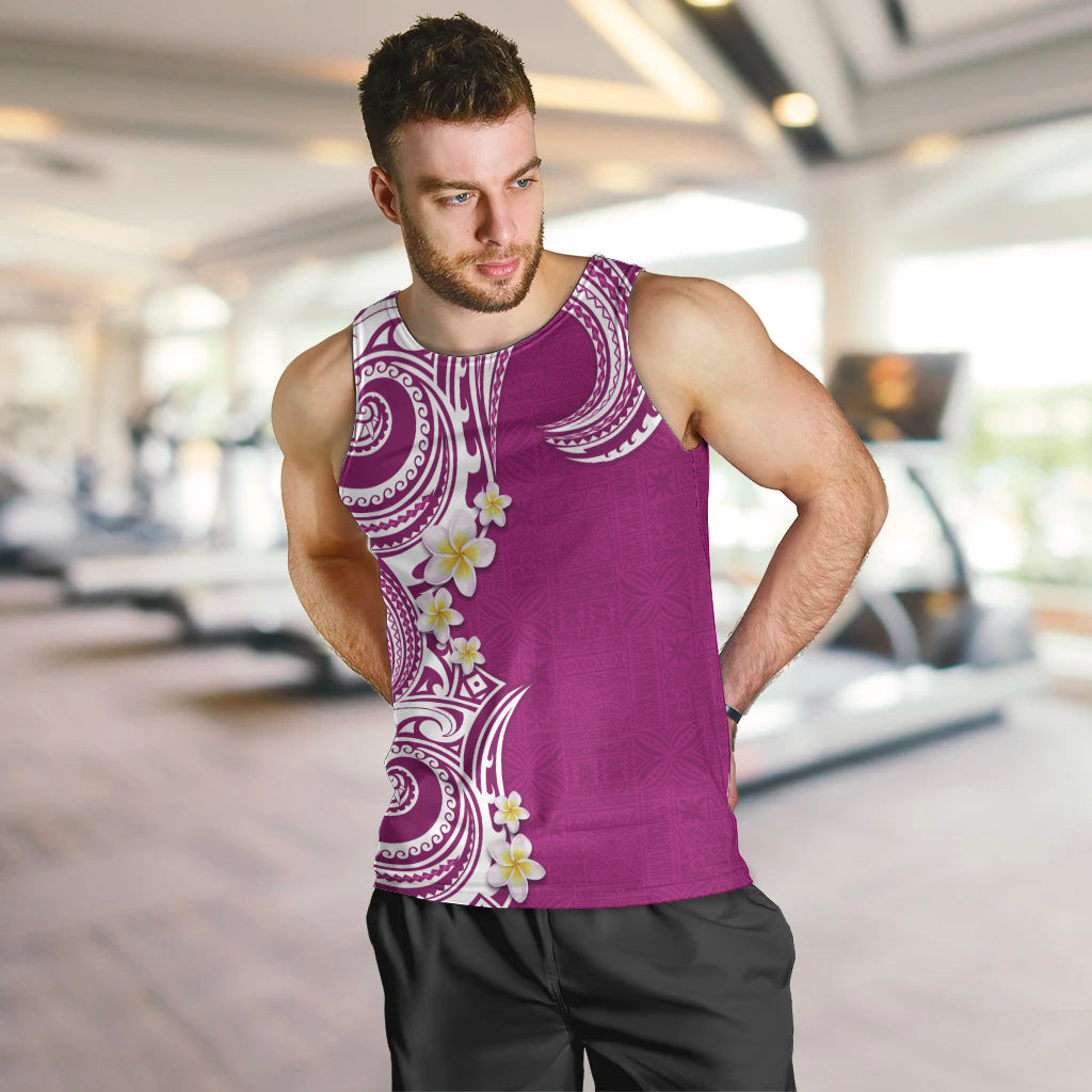Aloha Polynesian Plumeria Flower Men Tank Top Pink Color LT03 Pink - Polynesian Pride