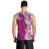 Aloha Polynesian Plumeria Flower Men Tank Top Pink Color