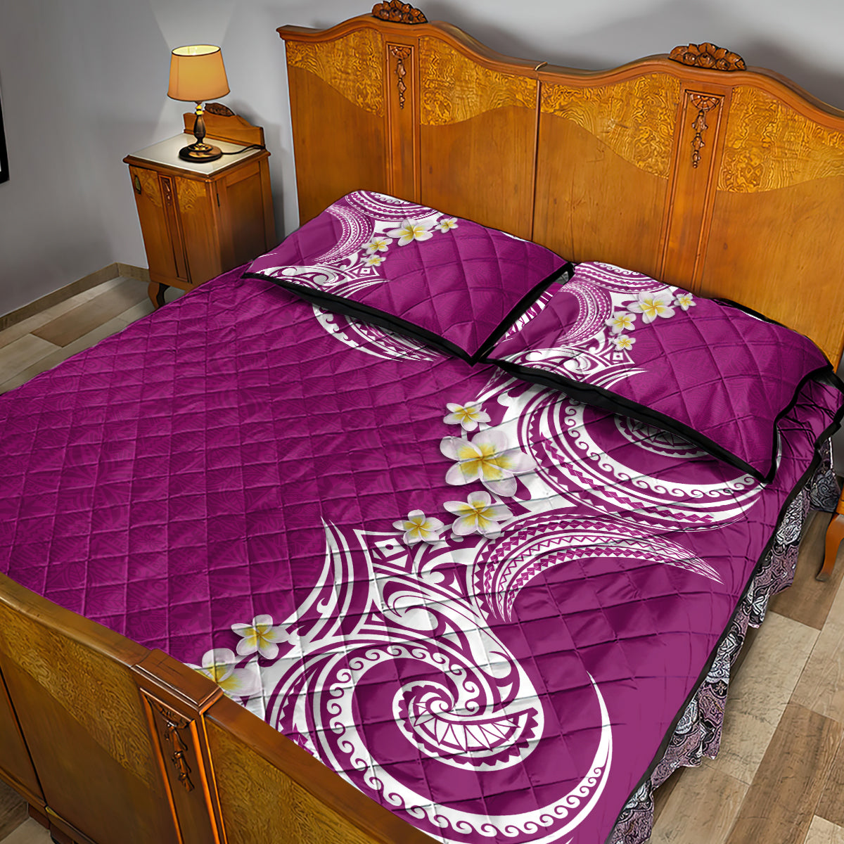 Aloha Polynesian Plumeria Flower Quilt Bed Set Pink Color LT03 - Polynesian Pride