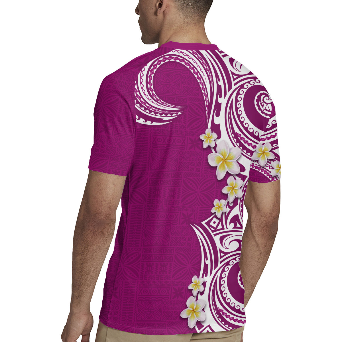 Aloha Polynesian Plumeria Flower Rugby Jersey Pink Color
