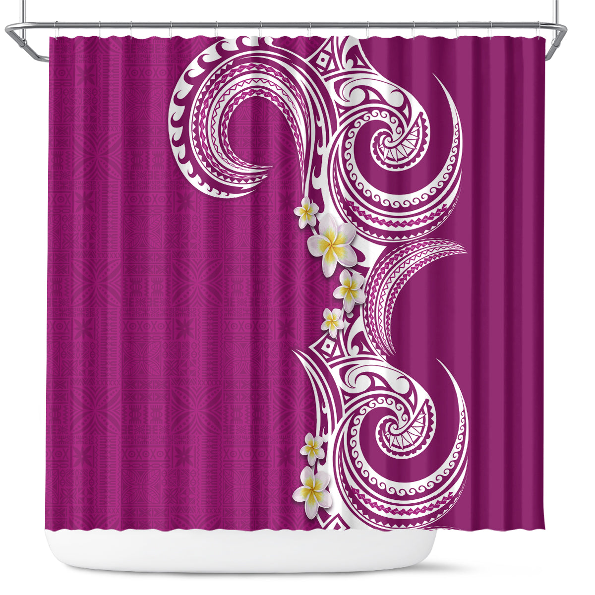 Aloha Polynesian Plumeria Flower Shower Curtain Pink Color