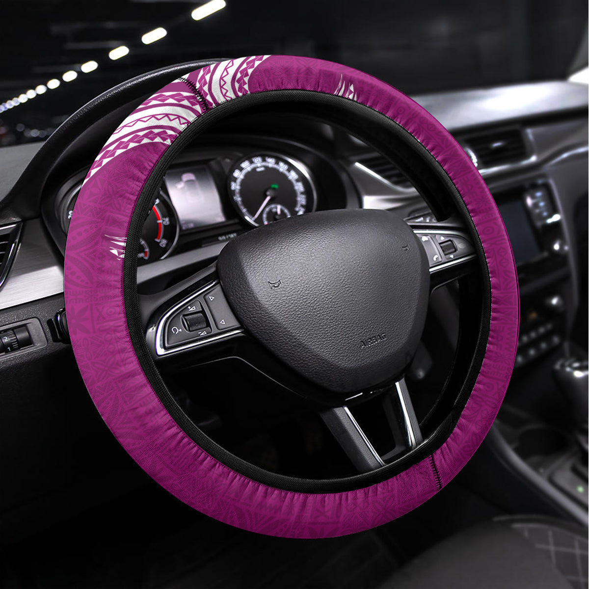 Aloha Polynesian Plumeria Flower Steering Wheel Cover Pink Color LT03 Universal Fit Pink - Polynesian Pride