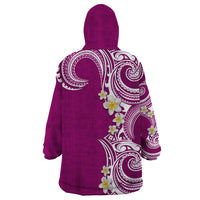 Aloha Polynesian Plumeria Flower Wearable Blanket Hoodie Pink Color LT03 - Polynesian Pride
