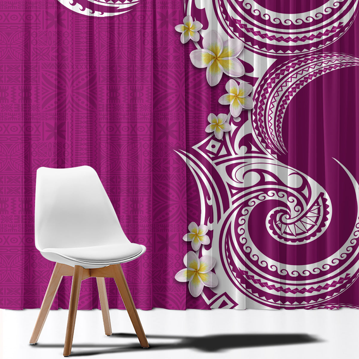 Aloha Polynesian Plumeria Flower Window Curtain Pink Color LT03 - Polynesian Pride