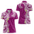 Aloha Polynesian Plumeria Flower Women Polo Shirt Pink Color