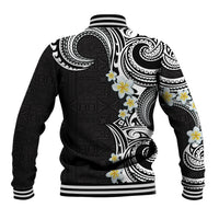 Aloha Polynesian Plumeria Flower Baseball Jacket Black White Color LT03 - Polynesian Pride