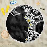 Aloha Polynesian Plumeria Flower Beach Blanket Black White Color LT03 One Size 150cm Black - Polynesian Pride