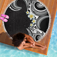 Aloha Polynesian Plumeria Flower Beach Blanket Black White Color LT03 - Polynesian Pride