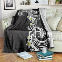 Aloha Polynesian Plumeria Flower Blanket Black White Color LT03 Black - Polynesian Pride