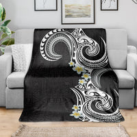 Aloha Polynesian Plumeria Flower Blanket Black White Color LT03 - Polynesian Pride