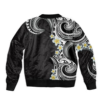 Aloha Polynesian Plumeria Flower Bomber Jacket Black White Color LT03 - Polynesian Pride