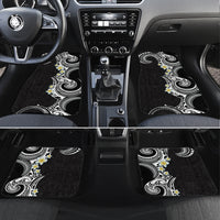 Aloha Polynesian Plumeria Flower Car Mats Black White Color LT03 Set 4pcs Black - Polynesian Pride