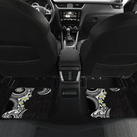 Aloha Polynesian Plumeria Flower Car Mats Black White Color LT03 Set 2pcs - Back Black - Polynesian Pride