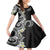 Aloha Polynesian Plumeria Flower Family Matching Off Shoulder Short Dress and Hawaiian Shirt Black White Color