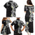 Aloha Polynesian Plumeria Flower Family Matching Puletasi and Hawaiian Shirt Black White Color