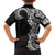 Aloha Polynesian Plumeria Flower Family Matching Short Sleeve Bodycon Dress and Hawaiian Shirt Black White Color