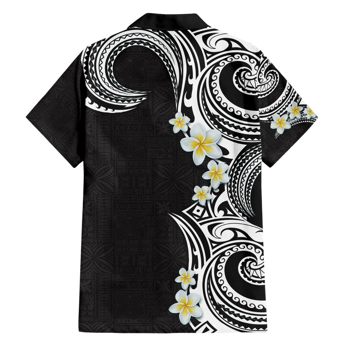 Aloha Polynesian Plumeria Flower Hawaiian Shirt Black White Color LT03 - Polynesian Pride