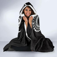 Aloha Polynesian Plumeria Flower Hooded Blanket Black White Color LT03 - Polynesian Pride