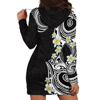 Aloha Polynesian Plumeria Flower Hoodie Dress Black White Color LT03 - Polynesian Pride