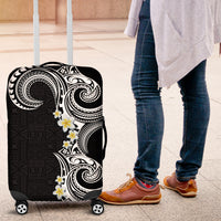 Aloha Polynesian Plumeria Flower Luggage Cover Black White Color