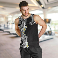 Aloha Polynesian Plumeria Flower Men Tank Top Black White Color LT03 Black - Polynesian Pride