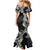 Aloha Polynesian Plumeria Flower Mermaid Dress Black White Color