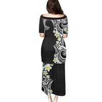 Aloha Polynesian Plumeria Flower Puletasi Black White Color LT03 - Polynesian Pride