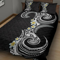 Aloha Polynesian Plumeria Flower Quilt Bed Set Black White Color LT03 - Polynesian Pride