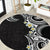 Aloha Polynesian Plumeria Flower Round Carpet Black White Color