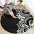 Aloha Polynesian Plumeria Flower Round Carpet Black White Color