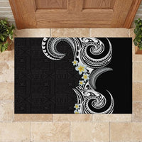Aloha Polynesian Plumeria Flower Rubber Doormat Black White Color LT03 - Polynesian Pride