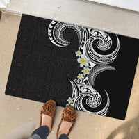 Aloha Polynesian Plumeria Flower Rubber Doormat Black White Color LT03 - Polynesian Pride