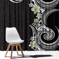 Aloha Polynesian Plumeria Flower Window Curtain Black White Color LT03 - Polynesian Pride