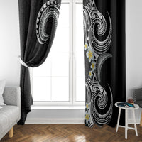 Aloha Polynesian Plumeria Flower Window Curtain Black White Color LT03 - Polynesian Pride