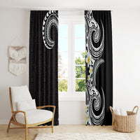 Aloha Polynesian Plumeria Flower Window Curtain Black White Color LT03 - Polynesian Pride