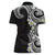 Aloha Polynesian Plumeria Flower Women Polo Shirt Black White Color