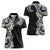 Aloha Polynesian Plumeria Flower Women Polo Shirt Black White Color