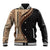 Samoa Siapo Motif and Tapa Pattern Half Style Baseball Jacket Beige Color