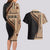 Samoa Siapo Motif and Tapa Pattern Half Style Couples Matching Long Sleeve Bodycon Dress and Hawaiian Shirt Beige Color