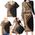 Samoa Siapo Motif and Tapa Pattern Half Style Family Matching Long Sleeve Bodycon Dress and Hawaiian Shirt Beige Color