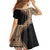 Samoa Siapo Motif and Tapa Pattern Half Style Family Matching Off Shoulder Short Dress and Hawaiian Shirt Beige Color